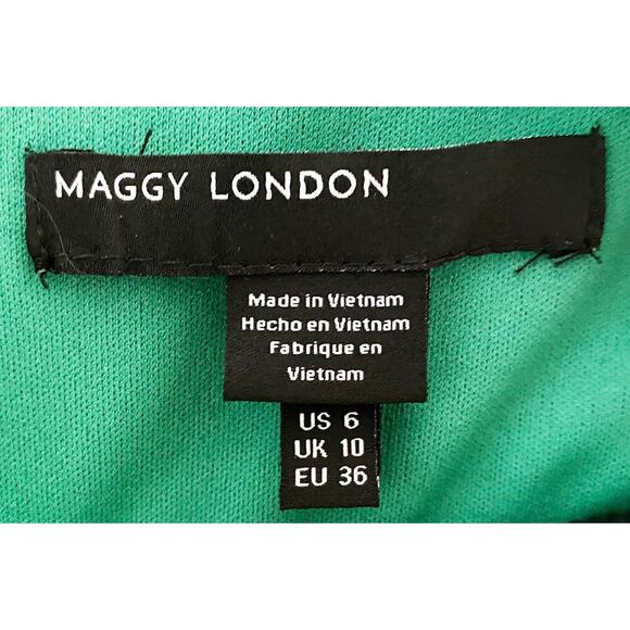 Maggie London Women's Margo Flight Attendant Scuba Crepe Tie Neck Sheath Green 6 - Picture 8 of 9